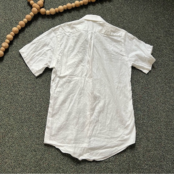 ADONIS White Cotton Short Sleeve Button Down Formal Fancy Dress Shirt Neck 14.5 - Picture 5 of 16